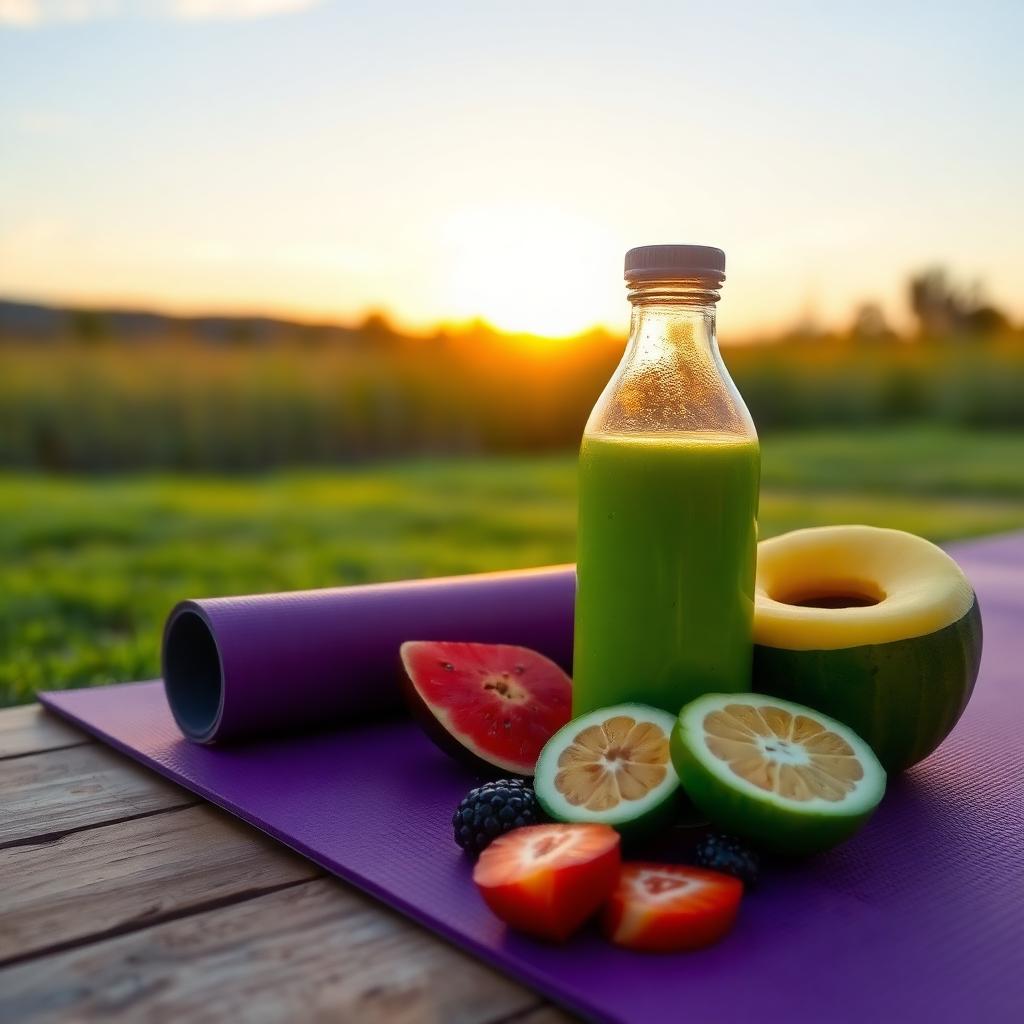 Yoga mat with juice